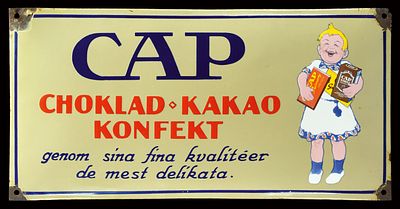 CAP CHOKLAD KAKAO KONFEKT | EMAILSCHILD. CAP CHOKLAD KAKAO KONFEKT | Condition: (2) | Enamel 