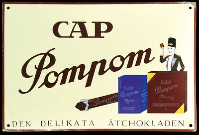 CAP POMPOM | EMAILSCHILD. CAP POMPOM | Condition: (1) | Enamel sign, convex, the main colors 