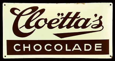 CLOETTA CHOCOLADE | EMAILSCHILD. CLOETTA CHOCOLADE | Condition: (1) | Enamel sign, convex 