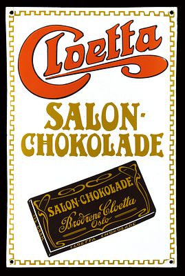 CLOETTA SALON-CHOKOLADE | EMAILSCHILD. CLOETTA SALON-CHOKOLADE | Condition: (1) | Enamel sign 