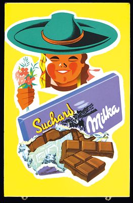 MILKA SUCHARD | EMAILSCHILD. MILKA SUCHARD | Condition: (1+) | Enamel sign, stenciled, AT 1950s 