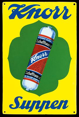 KNORR SUPPEN | EMAILSCHILD. KNORR SUPPEN | Condition: (1+) | Enamel sign, convex, thickly 