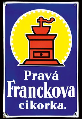 FRANCKOVA | EMAILSCHILD. FRANCKOVA | Condition: (1) | Enamel sign, convex, stenciled, CZ around 