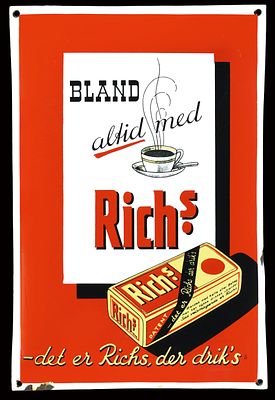 RICH'S KAFFEN | EMAILSCHILD. RICH'S KAFFEN | Condition: (1) | Enamel sign, convex, stenciled and 