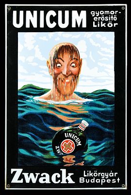 UNICUM ZWACK LIKÖR | EMAILSCHILD. UNICUM ZWACK LIKÖR | Condition: (1+) | Enamel sign, stenciled 