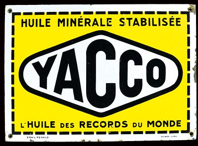YACCO (2-). Enamel sign, stenciled, F 1930s, 50 x 35 cm / 19.7 x 13.8 in, Email Renaud 