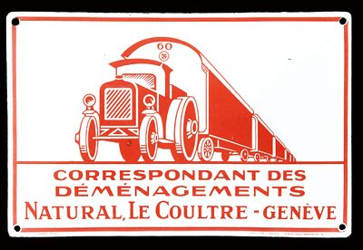 CORRESPONDANT DES D&Eacute;M&Eacute;NAGEMENTS (1+). Enamel sign, convex, stenciled, CH around 1920, 25 x 16 cm 