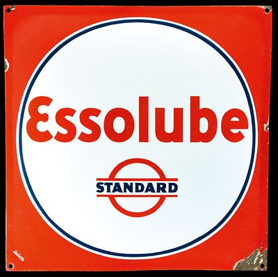 ESSOLUBE STANDARD (2). Enamel sign, convex, stenciled, GER around 1930, 55 x 55 cm / 21.7 x 21.7 