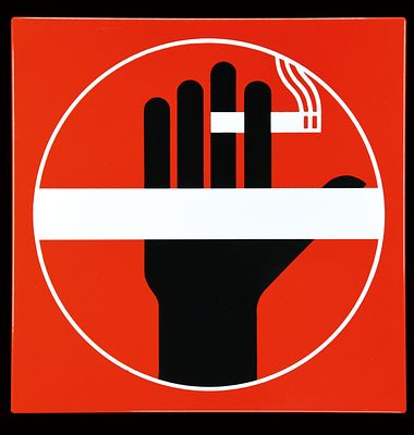 RAUCHEN VERBOTEN - OTL AICHER (1+). Enamel sign, stenciled, GER 1970s, 54 x 54 cm / 21.3 x 21.3 