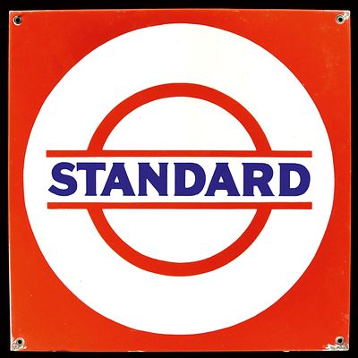 STANDARD (1-). Enamel sign, stenciled, around 1930, 55 x 55 cm / 21.7 x 21.7 in, rare version 