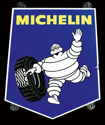 MICHELIN (1-2). Enamel sign, stenciled, F 1960s, 38 x 46 cm / 15 x 18.1 in, Emaillerie 