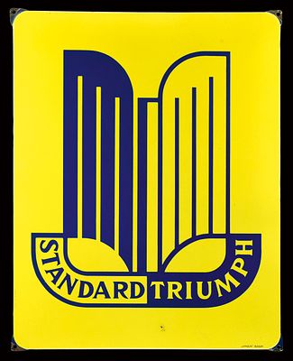 STANDARD TRIUMPH (1). Enamel sign, stenciled, NL 1950s, 58 x 73 cm / 22.8 x 28.7 in 