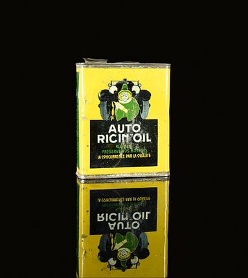 AUTO RICIN OIL (2-3). Oil can, tin, filling capacity 2 l, F around 1930, H 22 cm / H 8.7 in