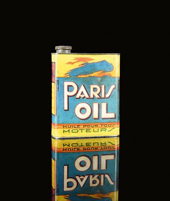 PARIS OIL - HIVER (1-). Oil can, tin, filling capacity 2 l, Paris/F around 1930, H 23 cm / H 9.1 