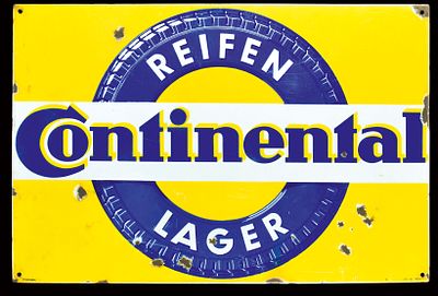 CONTINENTAL LAGER (3). Enamel sign, stenciled, GER 1930s, 74 x 48 cm / 29.1 x 18.9 in 