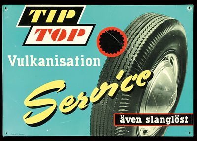 TIP TOP SERVICE (2+). Tin sign, embossed, SWE around 1960, 50 x 34 cm / 19.7 x 13.4 in, marked: 
