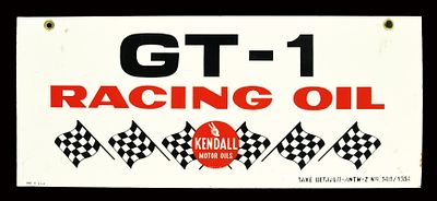 RACING OIL KENDALL (1). Tin sign, double sided, USA/BE 1950, 60 x 26 cm / 23.6 x 10.2 in