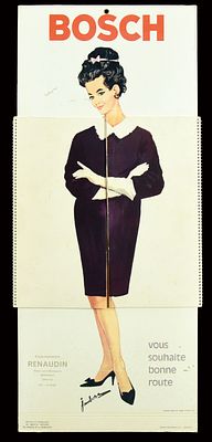 BOSCH (2). Calendar, cardboard, with Pun Up image, F 1971, 29 x 68 cm / 11.4 x 26.8 in, Cosmos 