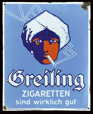GREILING | EMAILSCHILD | ZUSTAND (2-3). Condition (2-3) | Enamel sign, convex, stenciled, GER 