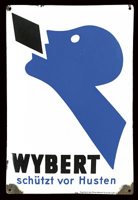 WYBERT | EMAILSCHILD | ZUSTAND (2). Condition (2) | Enamel sign, convex, stenciled, GER around 