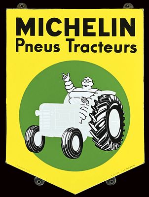 MICHELIN PNEUS TRACTEURS | EMAILSCHILD | ZUSTAND (1). Condition (1) | Enamel sign, stenciled, F 