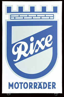 RIXE MOTORR&Auml;DER | EMAILSCHILD | ZUSTAND (1+). Condition (1+) | Enamel sign, stenciled, GER 