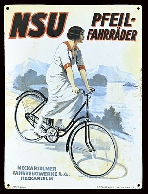 NSU PFEIL-FAHRR&Auml;DER | EMAILSCHILD | ZUSTAND (R/3). Condition (R/3) | Enamel sign, convex 