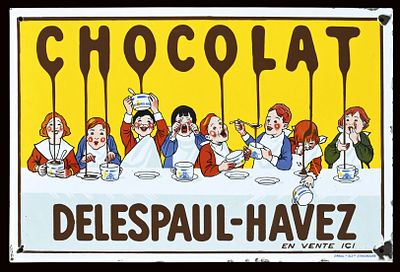 CHOCOLAT DELESPAUL-HAVEZ | EMAILSCHILD | ZUSTAND (2+). Condition (2+) | Enamel sign, stenciled 