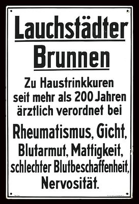 LAUCHST&Auml;DTER BRUNNEN | EMAILSCHILD | ZUSTAND (1). Condition (1) | Enamel sign, stenciled, GER 