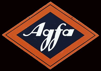 AGFA | EMAILSCHILD | ZUSTAND (1/2). Condition (1/2) | Enamel sign as double sided hanger, GER 