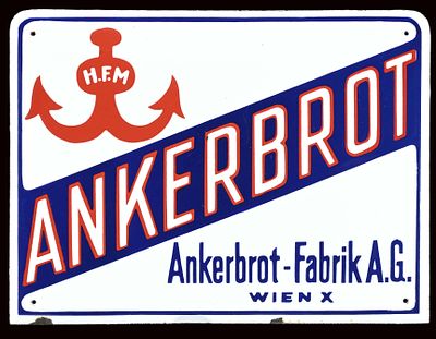 ANKERBROT | EMAILSCHILD | ZUSTAND (1). Condition (1) | Enamel sign, convex, stenciled, Vienna/AT 