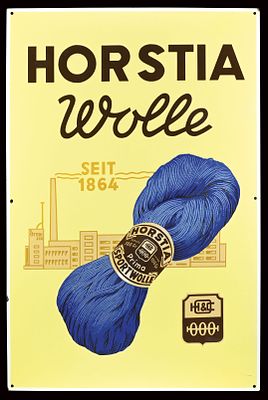 HORSTIA WOLLE | EMAILSCHILD | ZUSTAND (1). Condition (1) | Enamel sign, stenciled, GER 1930s, 80 