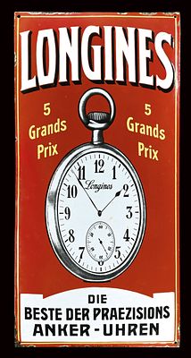 LONGINES | EMAILSCHILD | ZUSTAND (R/3). Condition (R/3) | Enamel sign, convex, stenciled and 