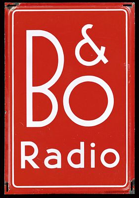 BANG & OLUFSEN | EMAILSCHILD | ZUSTAND (1-2). Condition (1-2) | Enamel sign, stenciled, DK 