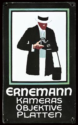 ERNEMANN KAMERAS | EMAILSCHILD | ZUSTAND (1). Condition (1) | Enamel sign, convex, lithographed 