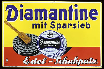 DIAMANTINE | EMAILSCHILD | ZUSTAND (1). Condition (1) | Enamel sign, stenciled, GER around 1930 