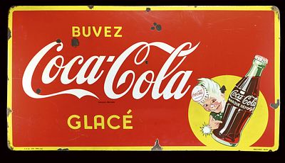 BUVEZ COCA-COLA | EMAILSCHILD | ZUSTAND (3). Condition (3) | Enamel sign, stenciled, BE 1956, 74 