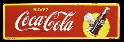 BUVEZ COCA-COLA | EMAILSCHILD | ZUSTAND (3). Condition (3) | Enamel sign, stenciled, BE 1957 