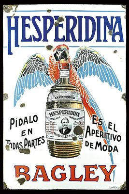HESPERIDINA - BAGLEY | EMAILSCHILD | ZUSTAND (3). Condition (3) | Enamel sign, thickly stenciled 