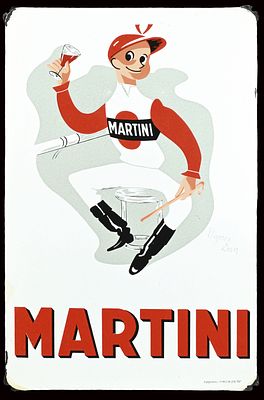 MARTINI | EMAILSCHILD | ZUSTAND (2-3). Condition (2-3) | Enamel sign, stenciled, BE 1952, 47 x 