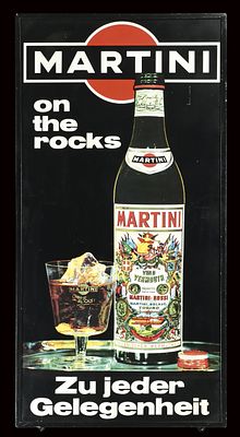 MARTINI ON THE ROCKS | BLECHSCHILD | ZUSTAND (1). Condition (1) | Tin sign in original metal 