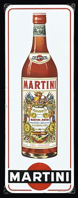 MARTINI | EMAILSCHILD | ZUSTAND (1). Condition (1) | Enamel sign, stenciled, NL 1950s, 23 x 63 