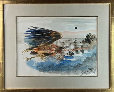 NOEL ROCKMORE (AMERICAN, 1928-1995), WATERCOLOR PAINTING OF A VULTURE 46.5 X 34 CM 53 X 65 CM 