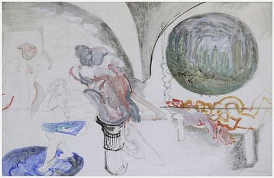 איוון שוובל (ישראל - ארה"ב, 1932-2011) - ללא כותרת, טכניקה מעורבת על קרטון, 47X66 ס"מ, חתום.