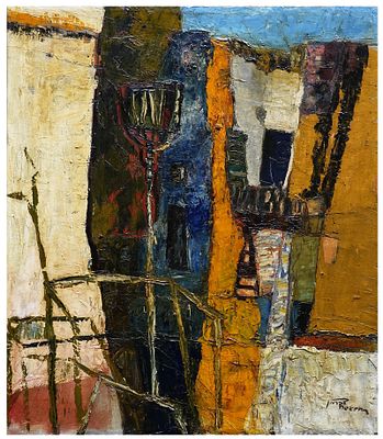 Adam Bekerman (Polish - Israeli, 1915-1988) - An alley in Jerusalem, Oil on canvas, 68 x 59 cm, Signed