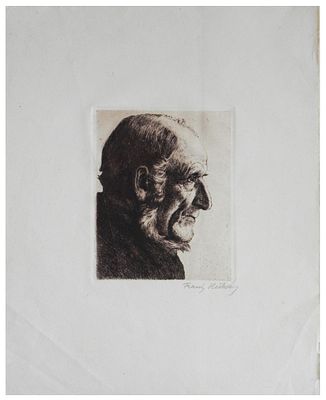 Franz Hecker (German, 1870-1944) - Portrait of an old, bearded man, c. 1900, Etching on handmade 