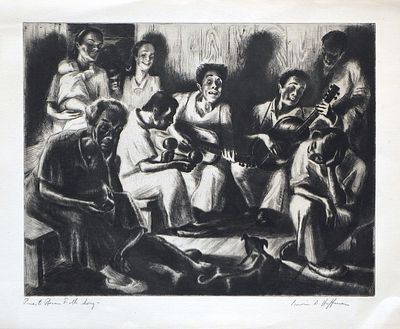 Irwin D. Hoffman (American, 1901-1989) - "Puerto Rican Folk Song", 1938, Etching, Plate: 27 x 35 