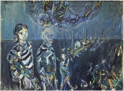 Elhanan Halpern (Israeli, 1914-1995) - To Yom Kippur: Day of Atonement (allegory), 1974, Oil on 