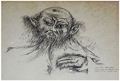 Michail Grobman (Russian - Israeli, b. 1939) - Figure, 1975. RARE! Ink on paper, 30 x 42 cm 