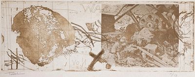 Igael Tumarkin (Israeli, 1933-2021) - War, 1973, Etching and photo-etching, 38 x 73 cm, Signed in 